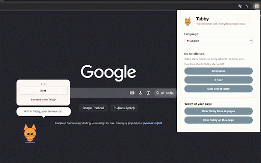 Tabby :: A cat lives in your browser. She reacts to your tabs and grows with you. She stays off some websites to avoid distraction.