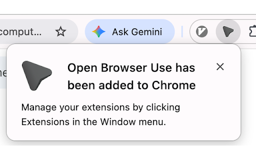 Open Browser Use :: Open Browser Use Chrome automation extension.
