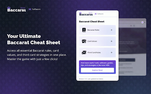Baccarat Cheat Sheet :: Baccarat cheat sheet with basic rules, card values, step-by-step guide to play, and 3rd card rule.