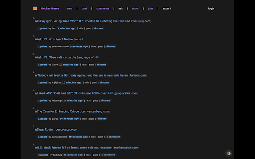 Hacker News UI Improved :: A modern, clean UI for Hacker News with dark mode support