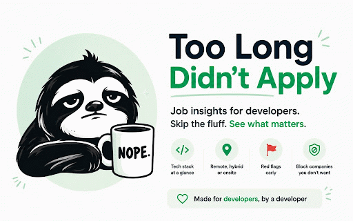 TLDA – Developer Job Insights for LinkedIn, Indeed & Reed :: Analyse developer jobs on LinkedIn, Indeed and Reed for tech stacks, remote work, salary, red flags and role fit.