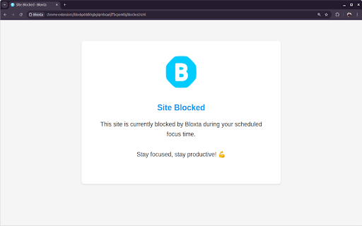 Bloxta :: A productivity add-on that blocks distracting websites during scheduled hours.