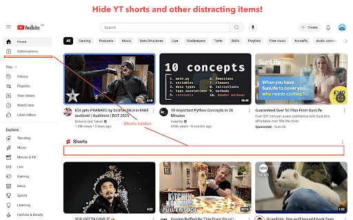 YouTube Shorts Blocker :: Block Shorts and distractions on YouTube with our open source extension. Reclaim focus and enjoy a refreshing dopamine detox!