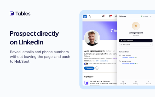 Tables :: Enrich contacts and companies from anywhere on the web.