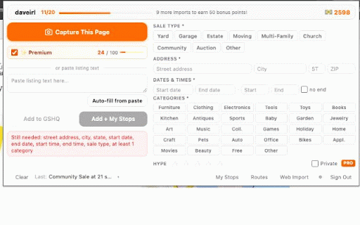 Garage Sale HQ :: Capture yard sale listings with a screenshot and add them to Garage Sale HQ. Build optimized driving routes to hit the best sales.