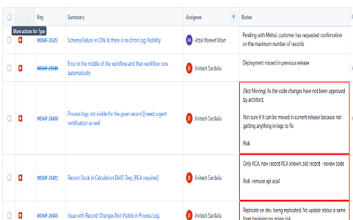 Jira List View Notes :: Add a personal notes column to Jira issue lists.