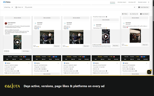 Calota Ad Library :: Enhance the Meta Ad Library: days active, page likes, version counts, platform logos, longevity filters, bulk download & saved ads.