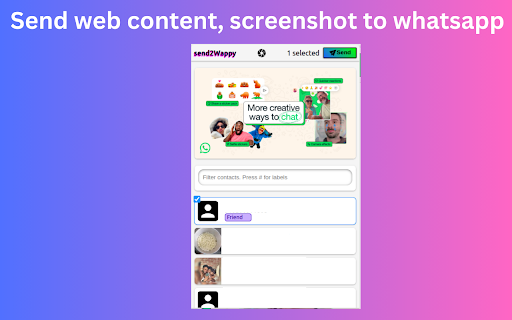 send2Wappy - Send web content to whatsapp :: Send images, text & screenshots to multiple WhatsApp contacts in one click without switching tabs or disrupting your workflow