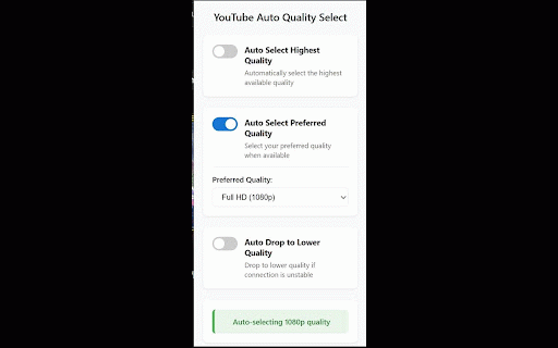 YouTube Auto Quality Select :: Automatically select video quality on YouTube based on your preferences and connection stability