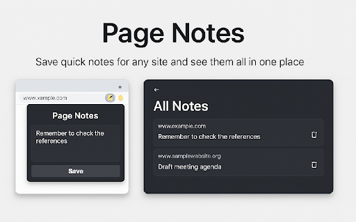 Page Notes Pro :: Save notes for pages. Unlock full features with a license key.