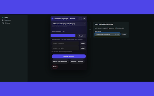 ECEAMS – Shopify Connector :: Connexion Shopify sans changer d'onglet. App URL, scopes, génération du token via ECEAMS.