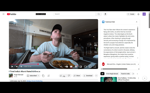TubeSumTalk :: Summarize YouTube videos, read summaries aloud and ask questions about video content.