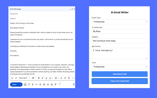 AI Email Writer :: Write professional emails using Chrome's built-in AI