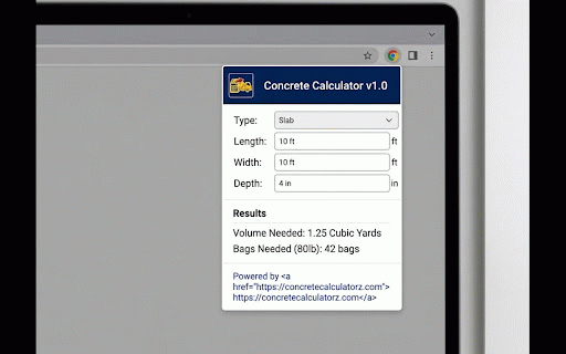 Concrete Calculator - Slab, Footing, Column & Bags :: Free concrete calculator for slabs, footings, columns & walls. Get cubic yards, cubic feet & exact bags needed — instantly.