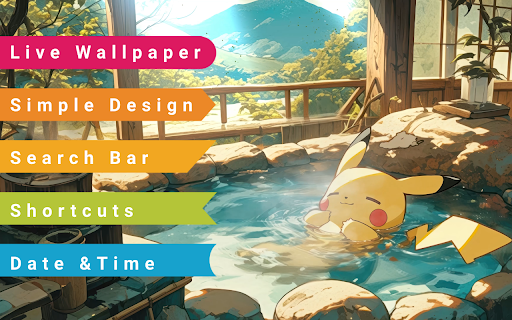 Pikachu Live Wallpaper :: Add warmth and charm to your new tab with Pikachu Hot Bath live wallpaper!