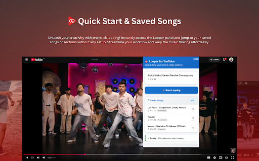 Looper for YouTube — Loop & Save Sections :: Loop any segment of YouTube videos with A-B points and save your favorite sections. Perfect for musicians and learners.