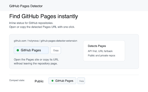 GitHub Pages Detector :: 在 GitHub 仓库页快速检测并打开对应的 GitHub Pages。