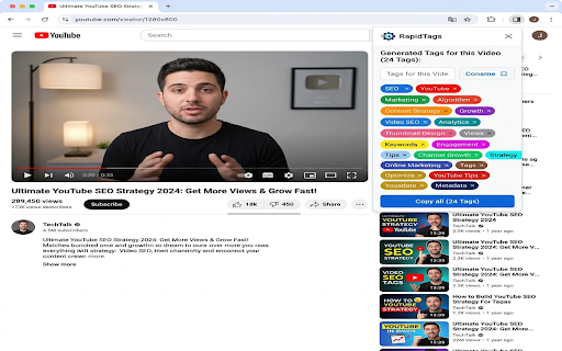 RapidTags for YouTube :: Generate YouTube tags and hashtags without leaving YouTube.