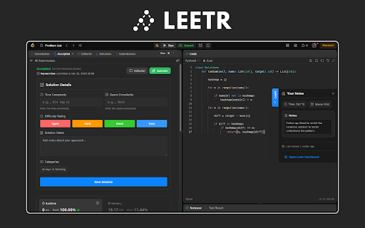 Leetr :: Track LeetCode problems with complexity and solutions