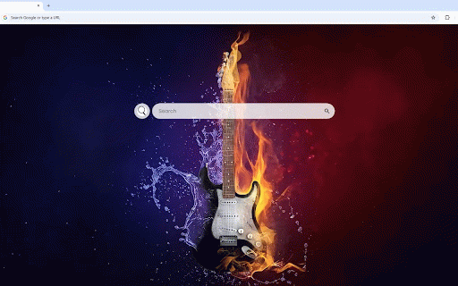 Electric Guitar Live Wallpaper :: Electric guitar engulfed in blue water and orange fire elements against dark background.