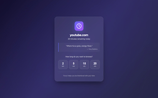 Focus :: Manage your time on distracting websites with daily limits and intentional access