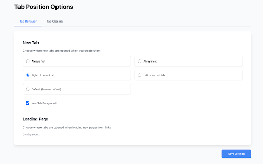 Tab Position Options Fork :: Fork of Tab Position Options - Select the tab opening position, new tab behavior and behavior after closing a tab