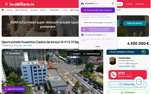 ImmoFlux – Sync vizualizări portaluri :: Importă anunțuri și sincronizează vizualizările din portalurile imobiliare, direct în contul tău ImmoFlux.