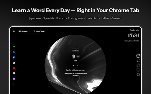 Lingua Tab — Daily Word for Your New Tab :: Learn a new word every day in your new tab — meaning, translation, and example on a calm, animated background.
