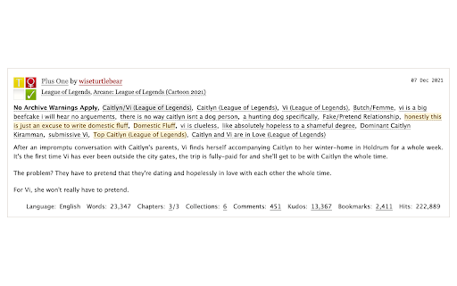 AO3 Tag Highlighter :: Mark AO3 tags, show warnings, and collapse works with your own tag rules.
