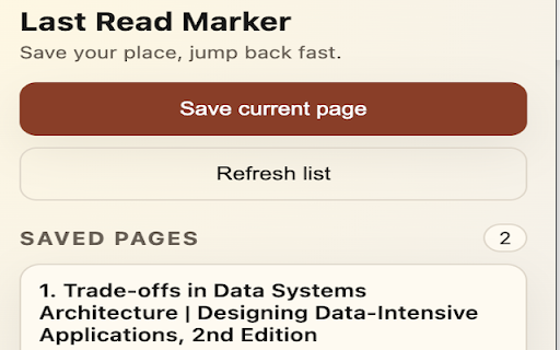 Last Read Marker :: Save reading positions for articles and jump back later.