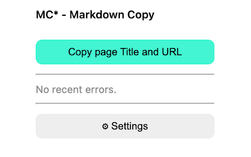 MC* - Markdown Copy :: Copy the title and URL of a page quickly.
You can also adding patterns to remove site names. Entirely free extension, no syncing,…