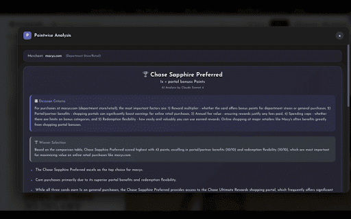 Pointwise :: AI-powered credit card rewards optimization using Claude