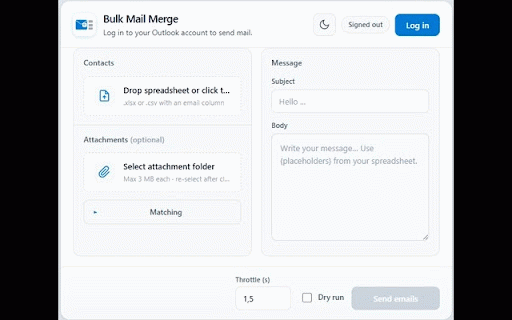 Outlook Bulk Mail Merge :: Send personalized bulk emails from Excel/CSV using your Outlook account.