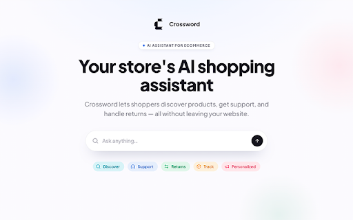 Crossword :: Crossword lets shoppers discover products, get support, and handle returns — all without leaving your website.