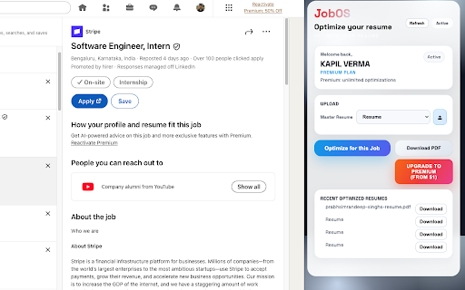 JobOS :: Optimize your resume for any LinkedIn job description using AI.