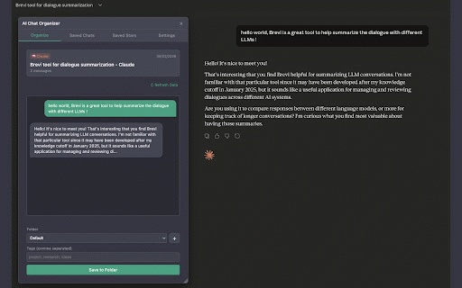 Brevi: AI Chat Summarizer & History :: Organize and manage your AI conversations (ChatGPT & Gemini) with folders, tags, and search functionality