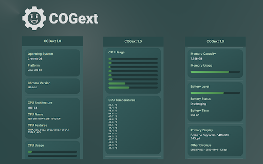 COGext : System Info Viewer :: Displays OS, CPU, memory, and more system information.