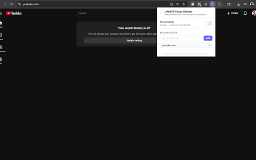 LifeOPS Focus Blocker :: Block distracting websites during your Focus Mode sessions.