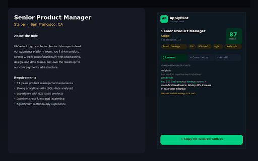 ApplyPilot – AI Job Application Assistant :: AI-powered job application assistant. Tailors your resume, writes cover letters, and autofills applications in one click.