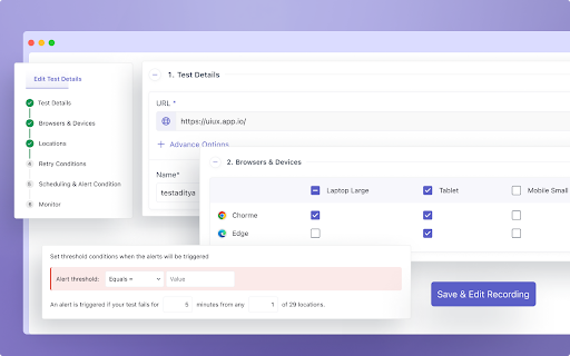 Middleware Synthetic Recorder :: Record user interactions on websites for running synthetic browser tests on Middleware.