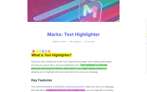 Marks: Text Highlighter :: Extension to select text on web pages and mark with colors