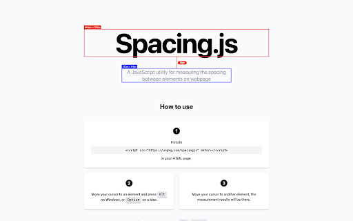 SpacingJS - Updated Fork :: Precision spacing measurement tool for web developers and designers. Hold Alt/Option key and hover over elements to measure.