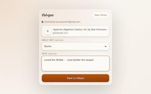thèque :: Save the current tab to your thèque library.