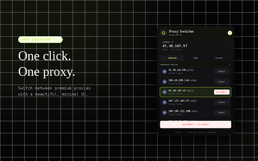 Proxy Switcher Pro :: Switch proxies with one click. Premium, custom & 20+ countries of free proxies. Beautiful dark UI.