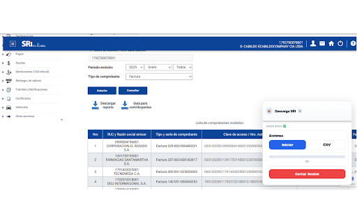 SRI HanSolutions :: Descarga SRI organizada es una extensión de Google Chrome que facilita la descarga y organización de comprobantes electrónicos…