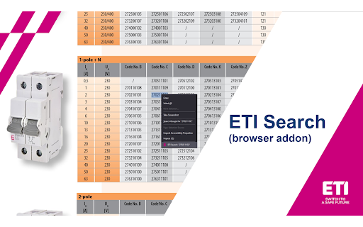 ETI Search :: Add context menu options to search in ETI webpage or PIM.