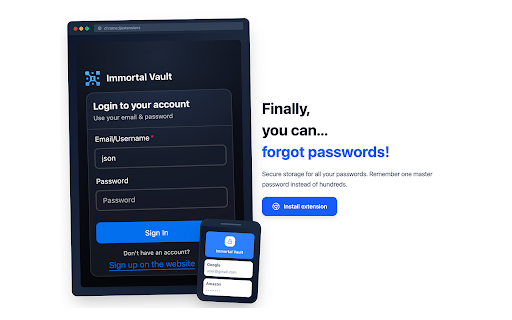 Immortal Vault - Free Password Manager For Any Device :: Makes storing and using passwords convenient and secure