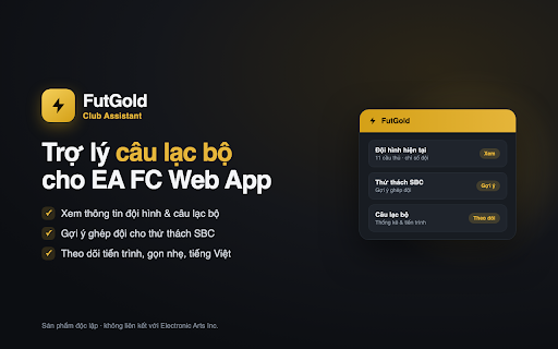 FutGold — Club Assistant for EA FC Web App :: Trợ lý cho EA FC Web App: xem thông tin đội hình, gợi ý ghép đội cho thử thách xây dựng đội (SBC) và theo dõi tiến trình câu lạc bộ.