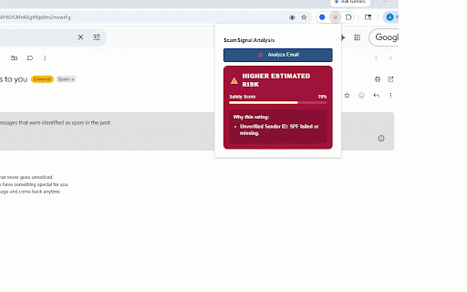 ScamSignal :: Advanced AI-driven phishing and scam protection for your Gmail inbox.
Email security
Phishing Protection