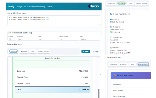 GDS Itinerary Formatter :: Transform raw GDS itinerary data into beautifully formatted, user-friendly itineraries